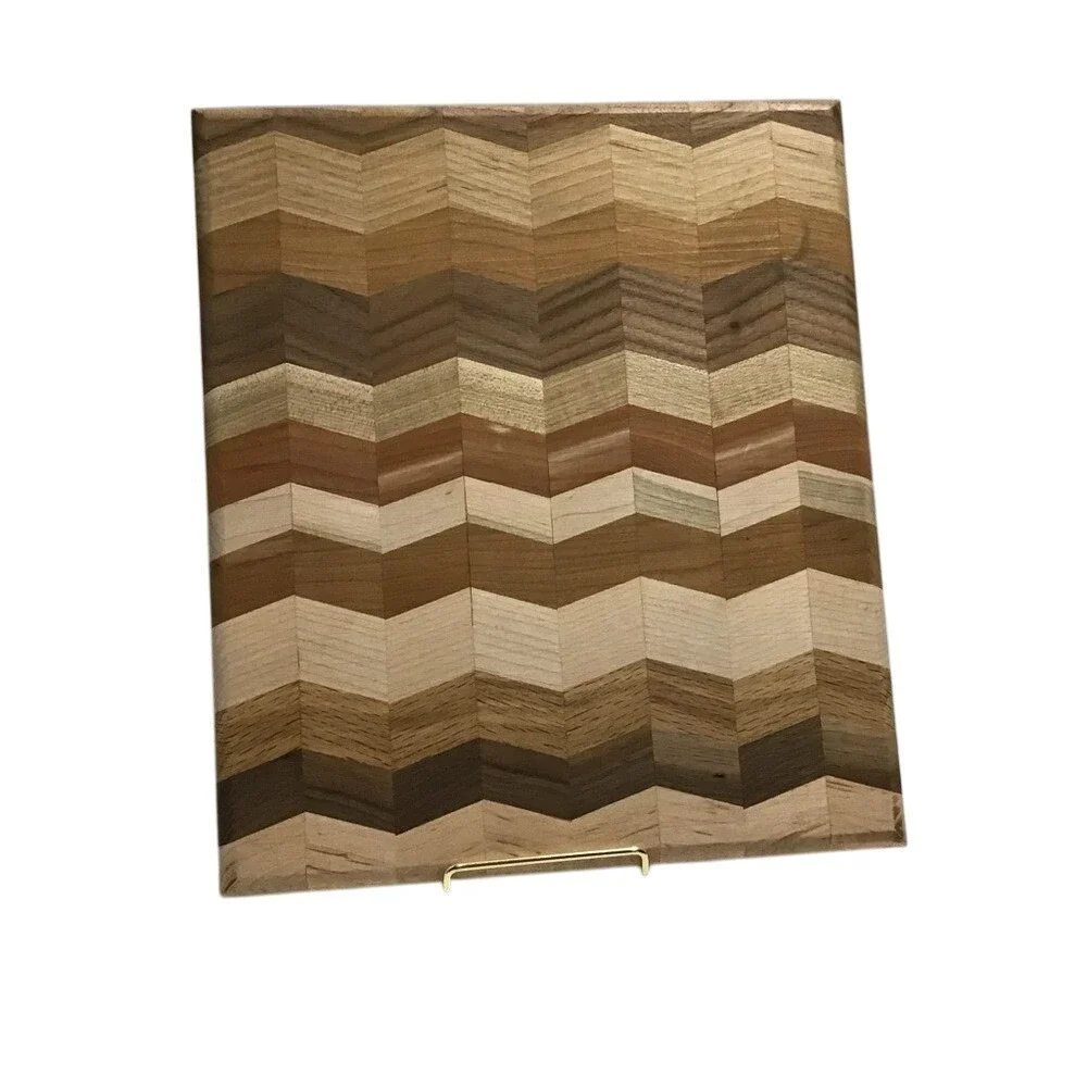 Multi-Colored‎ Wood Chevron Cutting Board 12x10.5x0.5 Cottagecore Kitchen Decor